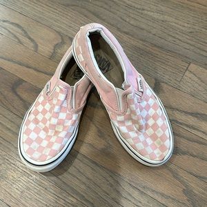 Pink and white checkered Vans